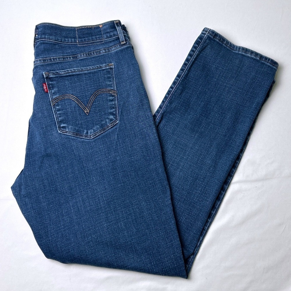 Levi's Womens Mid Rise Classic Straight Leg Medium Wash Denim Jeans Size 12 Blue
